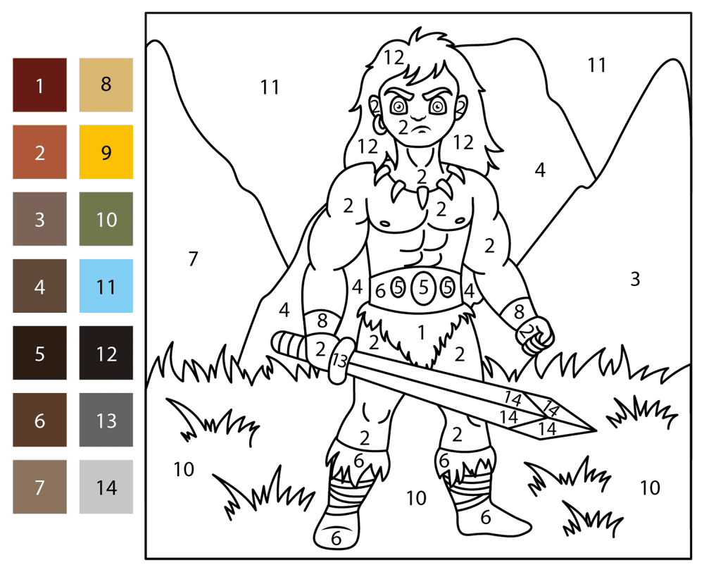 Barbarian Color By Number Coloring Page Md 9.05.33 PM Coloring Page — Free Printable — free printable coloring page